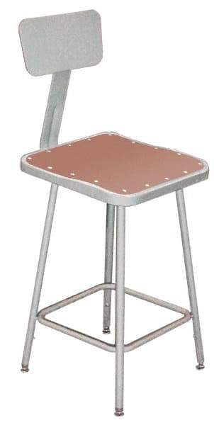 NPS - 24 to 32 Inch High, Stationary Adjustable Height Stool - Hardboard Seat, Gray - Americas Industrial Supply