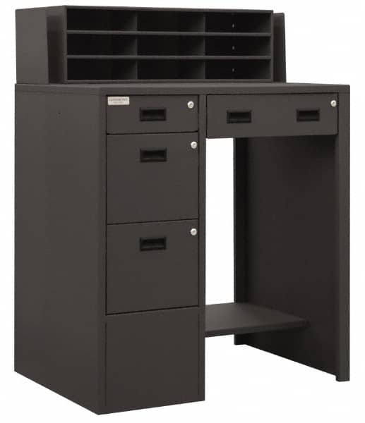 Durham - 4 Drawer Deluxe Shop Desk - 39 Inch Wide x 28-3/4 Inch Deep x 55-1/2 Inch High, Gray - Americas Industrial Supply