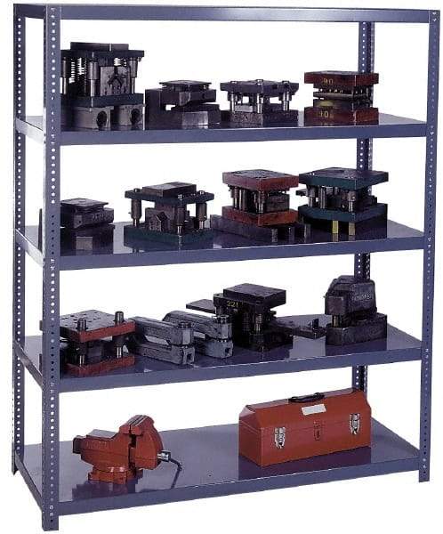 Edsal - 5 Shelf Starter Channel Reinforced Open Steel Shelving - 15,000 Lb Capacity, 48" Wide x 96" High x 24" Deep, Gray - Americas Industrial Supply