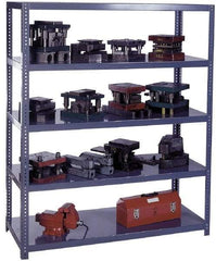 Edsal - 5 Shelf Starter Channel Reinforced Open Steel Shelving - 15,000 Lb Capacity, 48" Wide x 96" High x 24" Deep, Gray - Americas Industrial Supply