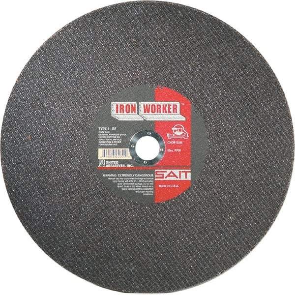 Sait - 16" Aluminum Oxide Cutoff Wheel - 3/32" Thick, 1" Arbor, 3,700 Max RPM, Use with Chop Saws - Americas Industrial Supply