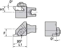 Kennametal - NG2R Insert, 30mm Head Length, 0.79mm Min Groove Width, Modular Grooving Cutting Unit Head - Right Hand Cut, System Size KM25, Series Top Notch - Americas Industrial Supply