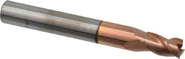 Accupro - 7/32", 3/8" LOC, 1/4" Shank Diam, 2" OAL, 3 Flute, Solid Carbide Square End Mill - Single End, TiCN Finish, Spiral Flute, 40° Helix, Centercutting, Right Hand Cut, Right Hand Flute - Americas Industrial Supply