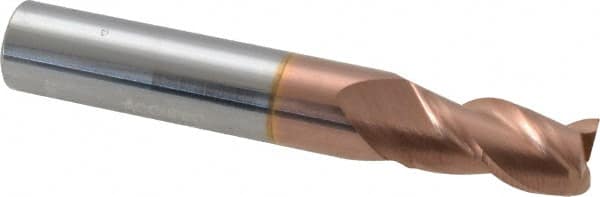 Accupro - 9/32", 1/2" LOC, 5/16" Shank Diam, 2" OAL, 3 Flute, Solid Carbide Square End Mill - Single End, TiCN Finish, Spiral Flute, 40° Helix, Centercutting, Right Hand Cut, Right Hand Flute - Americas Industrial Supply