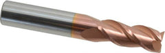 Accupro - 27/64", 1" LOC, 7/16" Shank Diam, 2-3/4" OAL, 3 Flute, Solid Carbide Square End Mill - Single End, TiCN Finish, Spiral Flute, 40° Helix, Centercutting, Right Hand Cut, Right Hand Flute - Americas Industrial Supply