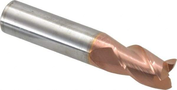 Accupro - 9/16", 7/8" LOC, 9/16" Shank Diam, 3" OAL, 3 Flute, Solid Carbide Square End Mill - Single End, TiCN Finish, Spiral Flute, 40° Helix, Centercutting, Right Hand Cut, Right Hand Flute - Americas Industrial Supply