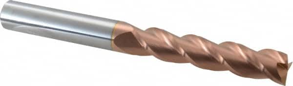 Accupro - 5/8", 3" LOC, 5/8" Shank Diam, 6" OAL, 3 Flute, Solid Carbide Square End Mill - Single End, TiCN Finish, Spiral Flute, 40° Helix, Centercutting, Right Hand Cut, Right Hand Flute - Americas Industrial Supply