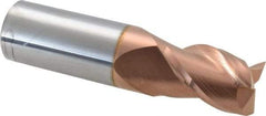Accupro - 11/16", 1" LOC, 3/4" Shank Diam, 3" OAL, 3 Flute, Solid Carbide Square End Mill - Single End, TiCN Finish, Spiral Flute, 40° Helix, Centercutting, Right Hand Cut, Right Hand Flute - Americas Industrial Supply