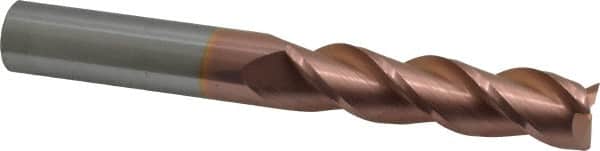 Accupro - 3/4", 3" LOC, 3/4" Shank Diam, 6" OAL, 3 Flute, Solid Carbide Square End Mill - Single End, TiCN Finish, Spiral Flute, 40° Helix, Centercutting, Right Hand Cut, Right Hand Flute - Americas Industrial Supply