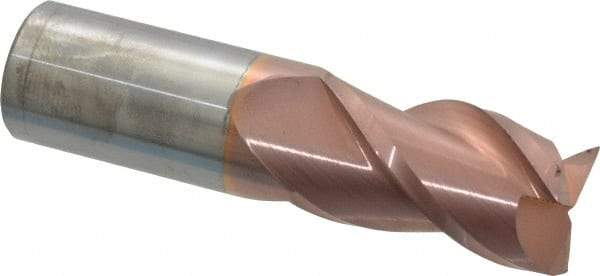 Accupro - 1", 1-3/4" LOC, 1" Shank Diam, 4" OAL, 3 Flute, Solid Carbide Square End Mill - Single End, TiCN Finish, Spiral Flute, 40° Helix, Centercutting, Right Hand Cut, Right Hand Flute - Americas Industrial Supply