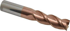 Accupro - 1", 3" LOC, 1" Shank Diam, 6" OAL, 3 Flute, Solid Carbide Square End Mill - Single End, TiCN Finish, Spiral Flute, 40° Helix, Centercutting, Right Hand Cut, Right Hand Flute - Americas Industrial Supply