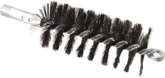 Schaefer Brush - 4-1/2" Brush Length, 2" Diam, Double Stem, Single Spiral Flue Brush - 7-1/2" Long, Tempered Steel Wire, 1/4" NPSM Male Connection - Americas Industrial Supply