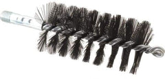 Schaefer Brush - 4-1/2" Brush Length, 2-1/4" Diam, Double Stem, Single Spiral Flue Brush - 7-1/2" Long, Tempered Steel Wire, 1/4" NPSM Male Connection - Americas Industrial Supply