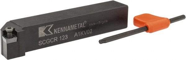 Kennametal - SCGC, Right Hand Cut, 0° Lead Angle, 3/4" Shank Height x 3/4" Shank Width, Neutral Rake Indexable Turning Toolholder - 4-1/2" OAL, CP..32.5. Insert Compatibility, Series Screw-On - Americas Industrial Supply