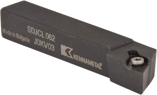 Kennametal - SDJC, Left Hand Cut, 3° Lead Angle, 3/8" Shank Height x 3/8" Shank Width, Neutral Rake Indexable Turning Toolholder - 2-1/2" OAL, DC..21.5. Insert Compatibility, Series Screw-On - Americas Industrial Supply