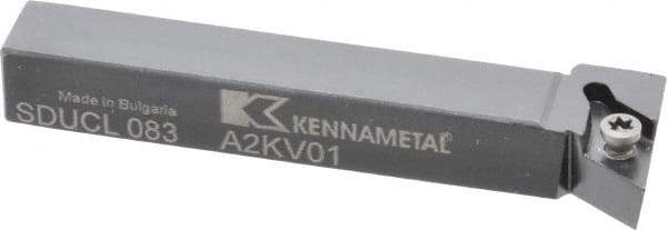 Kennametal - SDUC, Left Hand Cut, 3° Lead Angle, 1/2" Shank Height x 1/2" Shank Width, Neutral Rake Indexable Turning Toolholder - 3-1/2" OAL, DC..32.5. Insert Compatibility, Series Screw-On - Americas Industrial Supply