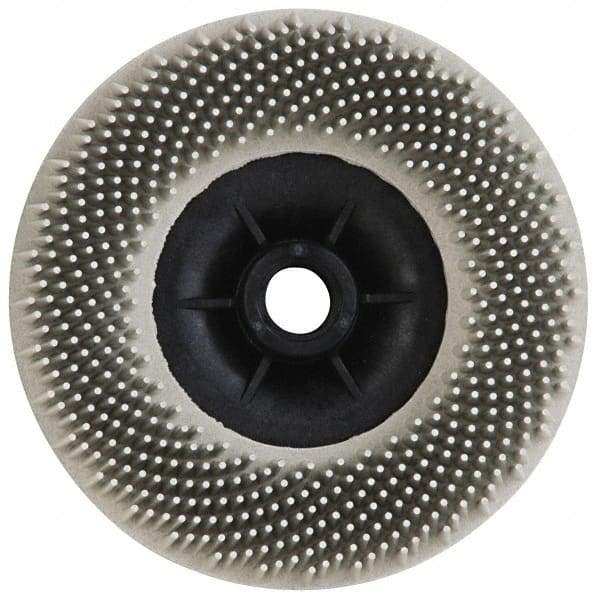 3M - 4-1/2" 120 Grit Ceramic Straight Disc Brush - Fine Grade, Threaded Hole Connector, 3/4" Trim Length, 5/8-11 Threaded Arbor Hole - Americas Industrial Supply