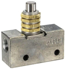 ARO/Ingersoll-Rand - 0.195 CV Rate & 7.5 CFM 3 Way Air Valve - Straight Plunger, Spring Return, 150 Max psi - Americas Industrial Supply