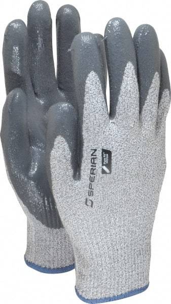Honeywell - Size M (8), ANSI Cut Lvl 4, Abrasion Lvl 4, Nitrile Coated Cut Resistant Gloves - Palm & Fingers Coated, HPPE/Stainless Steel Blend Lining, Knit Wrist, Gray/Gray, Paired - Americas Industrial Supply