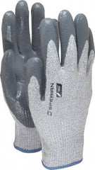 Honeywell - Size M (8), ANSI Cut Lvl 4, Abrasion Lvl 4, Nitrile Coated Cut Resistant Gloves - Palm & Fingers Coated, HPPE/Stainless Steel Blend Lining, Knit Wrist, Gray/Gray, Paired - Americas Industrial Supply