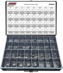 Value Collection - 665 Piece, 1/8 to 2", SpRing Assortment Steel, Snap External Retaining Ring Assortment - Includes Compartmented Case - Americas Industrial Supply
