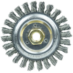 ‎Roughneck Jr. 5″ Filler Pass Weld Cleaning Brush, .023″ Steel Wire Fill, 5/8″-11 UNC Nut - Americas Industrial Supply