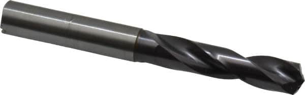 Guhring - 3/8" 140° Spiral Flute Solid Carbide Screw Machine Drill Bit - FIREX Finish, Right Hand Cut, 47mm Flute Length, 89mm OAL, SU Point, Straight Shank, Through Coolant - Americas Industrial Supply