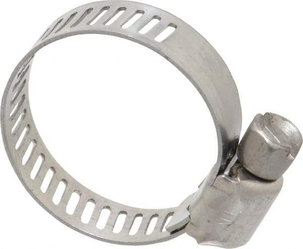 IDEAL TRIDON - SAE Size 8, 7/16 to 1" Diam, Stainless Steel Miniature Worm Drive Clamp - 5/16" Wide, Material Grade 301, Series 350 - Americas Industrial Supply