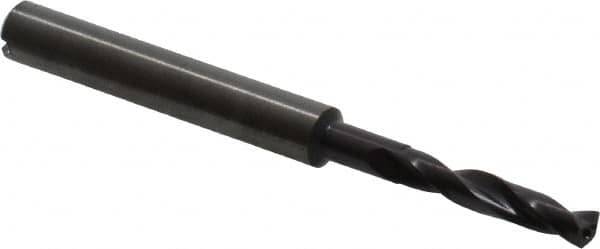 Guhring - 3.9mm 140° Spiral Flute Solid Carbide Screw Machine Drill Bit - FIREX Finish, Right Hand Cut, 24mm Flute Length, 66mm OAL, SU Point, Straight Shank, Through Coolant - Americas Industrial Supply