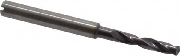Guhring - 4.3mm 140° Spiral Flute Solid Carbide Screw Machine Drill Bit - FIREX Finish, Right Hand Cut, 24mm Flute Length, 66mm OAL, SU Point, Straight Shank, Through Coolant - Americas Industrial Supply