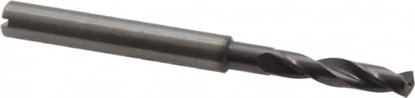 Guhring - 4.6mm 140° Spiral Flute Solid Carbide Screw Machine Drill Bit - FIREX Finish, Right Hand Cut, 24mm Flute Length, 66mm OAL, SU Point, Straight Shank, Through Coolant - Americas Industrial Supply