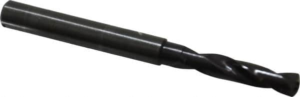 Guhring - 5.1mm 140° Spiral Flute Solid Carbide Screw Machine Drill Bit - FIREX Finish, Right Hand Cut, 28mm Flute Length, 66mm OAL, SU Point, Straight Shank, Through Coolant - Americas Industrial Supply