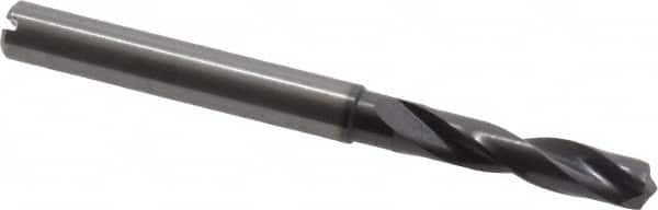 Guhring - 5.3mm 140° Spiral Flute Solid Carbide Screw Machine Drill Bit - FIREX Finish, Right Hand Cut, 28mm Flute Length, 66mm OAL, SU Point, Straight Shank, Through Coolant - Americas Industrial Supply