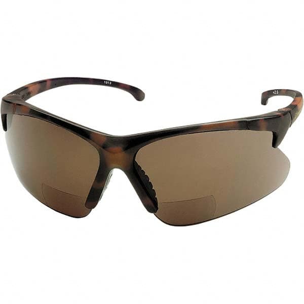 Jackson Safety - +2, Brown Lenses, Scratch Resistant, Framed Magnifying Safety Glasses - UV Protection, Tortoise Shell Plastic Frame - Americas Industrial Supply