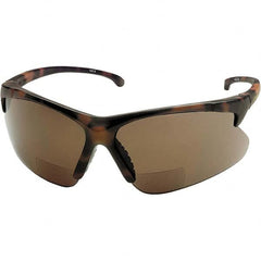 Jackson Safety - +2, Brown Lenses, Scratch Resistant, Framed Magnifying Safety Glasses - UV Protection, Tortoise Shell Plastic Frame - Americas Industrial Supply