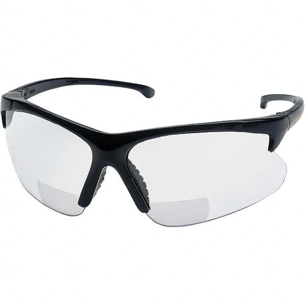 Jackson Safety - +1.5, Clear Lenses, Scratch Resistant, Framed Magnifying Safety Glasses - UV Protection, Black Plastic Frame - Americas Industrial Supply