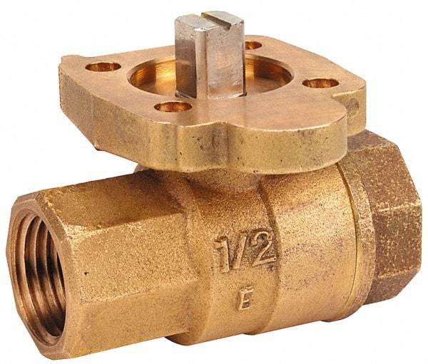 NIBCO - 1-1/2" Pipe, Full Port, Bronze Standard Ball Valve - 2 Piece, Inline - One Way Flow, FNPT x FNPT Ends, ISO Actuation Mount Handle, 600 WOG, 200 WSP - Americas Industrial Supply