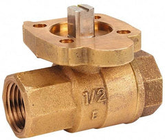 NIBCO - 1-1/2" Pipe, Full Port, Bronze Standard Ball Valve - 2 Piece, Inline - One Way Flow, FNPT x FNPT Ends, ISO Actuation Mount Handle, 600 WOG, 200 WSP - Americas Industrial Supply