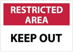 NMC - "Restricted Area - Keep Out", 10" Long x 14" Wide, Rigid Plastic Safety Sign - Rectangle, 0.05" Thick, Use for Security & Admittance - Americas Industrial Supply