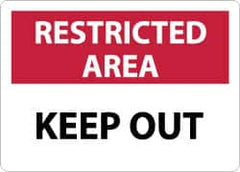 NMC - "Restricted Area - Keep Out", 10" Long x 14" Wide, Rigid Plastic Safety Sign - Rectangle, 0.05" Thick, Use for Security & Admittance - Americas Industrial Supply