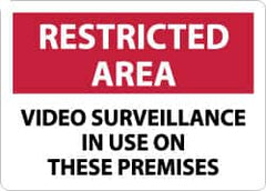 NMC - "Restricted Area - Video Surveillance in Use on These Premises", 10" Long x 14" Wide, Aluminum Safety Sign - Rectangle, 0.04" Thick, Use for Security & Admittance - Americas Industrial Supply