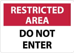 NMC - "Restricted Area - Do Not Enter", 10" Long x 14" Wide, Rigid Plastic Safety Sign - Rectangle, 0.05" Thick, Use for Security & Admittance - Americas Industrial Supply