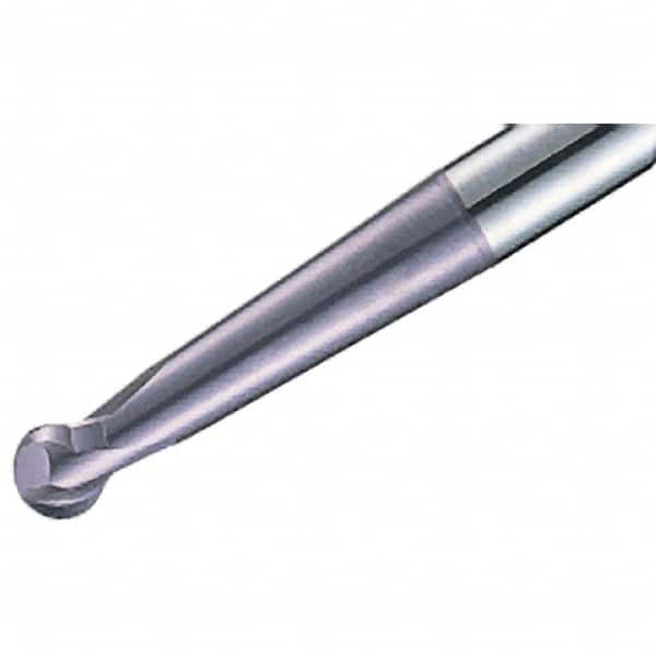 Iscar - 8mm Diam, 6.3mm LOC, 2 Flute Solid Carbide Ball End Mill - TiAlN Finish, Single End, 100mm OAL, 8mm Shank Diam, Spiral Flute - Americas Industrial Supply