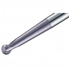 Iscar - 8mm Diam, 6.3mm LOC, 2 Flute Solid Carbide Ball End Mill - TiAlN Finish, Single End, 100mm OAL, 8mm Shank Diam, Spiral Flute - Americas Industrial Supply