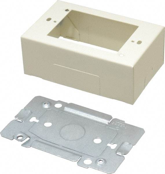 Wiremold - 4-5/8 Inch Long x 2-7/8 Inch Wide x 1-3/4 Inch High, Rectangular Raceway Box - Ivory, For Use with Wiremold 2400 Series Raceways - Americas Industrial Supply