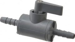 Specialty Mfr - 1/4" Pipe, PVC Standard Ball Valve - Inline - Two Way Flow, Barbed x Barbed Ends, Wedge Handle, 125 WOG - Americas Industrial Supply