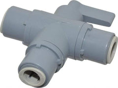 Specialty Mfr - 3/8" Pipe, PVC Standard Ball Valve - Three Way, Push-to-Connect x Push-to-Connect x Push-to-Connect Ends, Wedge Handle, 125 WOG - Americas Industrial Supply