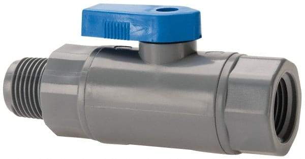 Specialty Mfr - 3/8" Pipe, PVC Standard Ball Valve - Inline - One Way Flow, MNPT x FNPT Ends, Wedge Handle, 125 WOG - Americas Industrial Supply