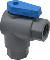 Specialty Mfr - 1/4" Pipe, PVC Standard Ball Valve - Right Angle, FNPT x FNPT Ends, Wedge Handle, 125 WOG - Americas Industrial Supply