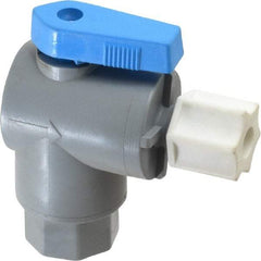 Specialty Mfr - 1/4" Pipe, PVC Standard Ball Valve - Right Angle, FNPT x Compression Ends, Wedge Handle, 125 WOG - Americas Industrial Supply